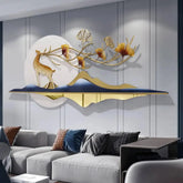 Forest Grace – Golden Deer and  Metal Wall Art